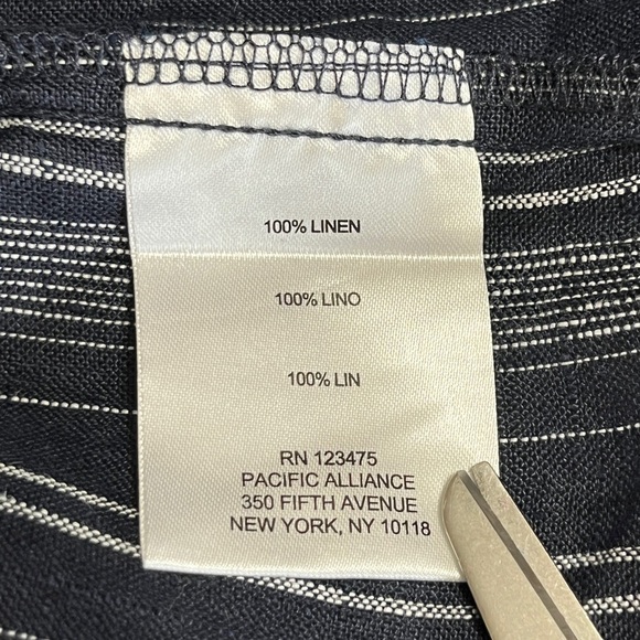 NWT Ellen Tracy Navy Striped 100% Linen Elastic Waist Skirt Size Large - Picture 8 of 9